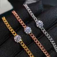 moissanite bracelet 925 sterling silver italian craft gold plated 14k yellow gold instrument tested