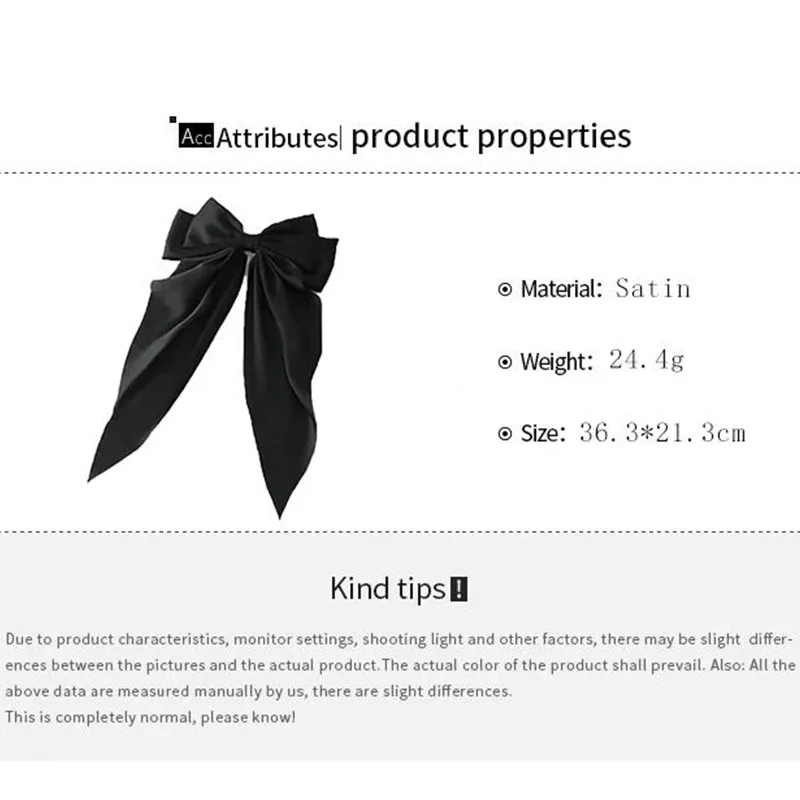 Модные однотонные атласные весенние заколки простые милые с бантом женские