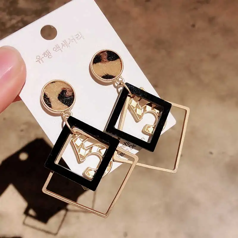 Модные модные серьги с буквой 5 золотой цвет тупая краска висячие цифрами