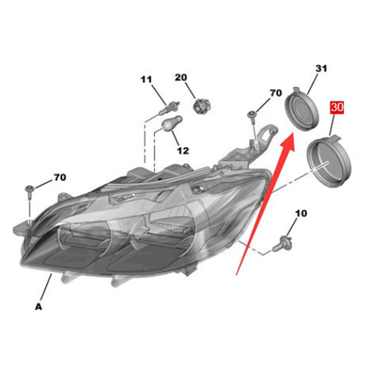 Пылезащитный чехол для фар 1609015380 Замена пылезащитной крышки фары Peugeot 301 307 308