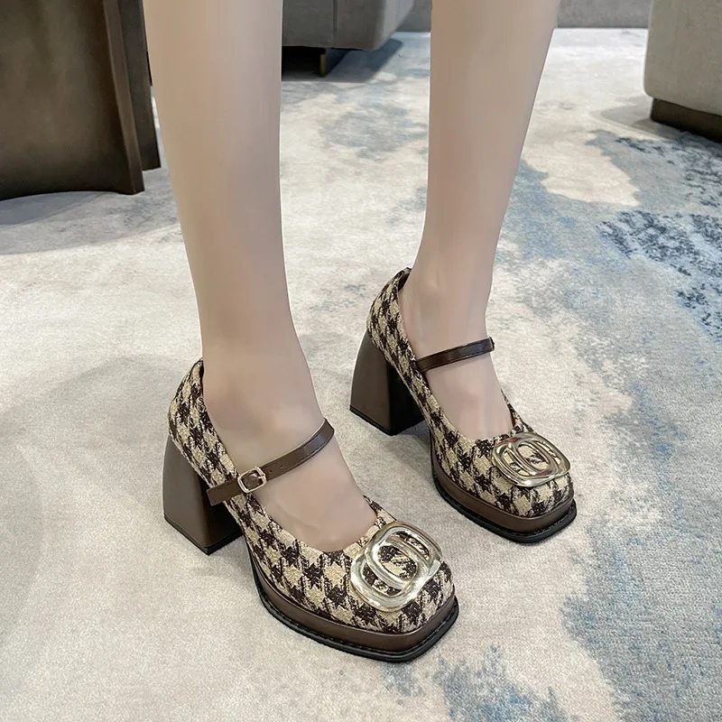

2023 New Spring Fashion Gothic Platform Shoes Heels Mary Jane Shoes Platform Pumps Women Elegant Woman Heeled Shoes