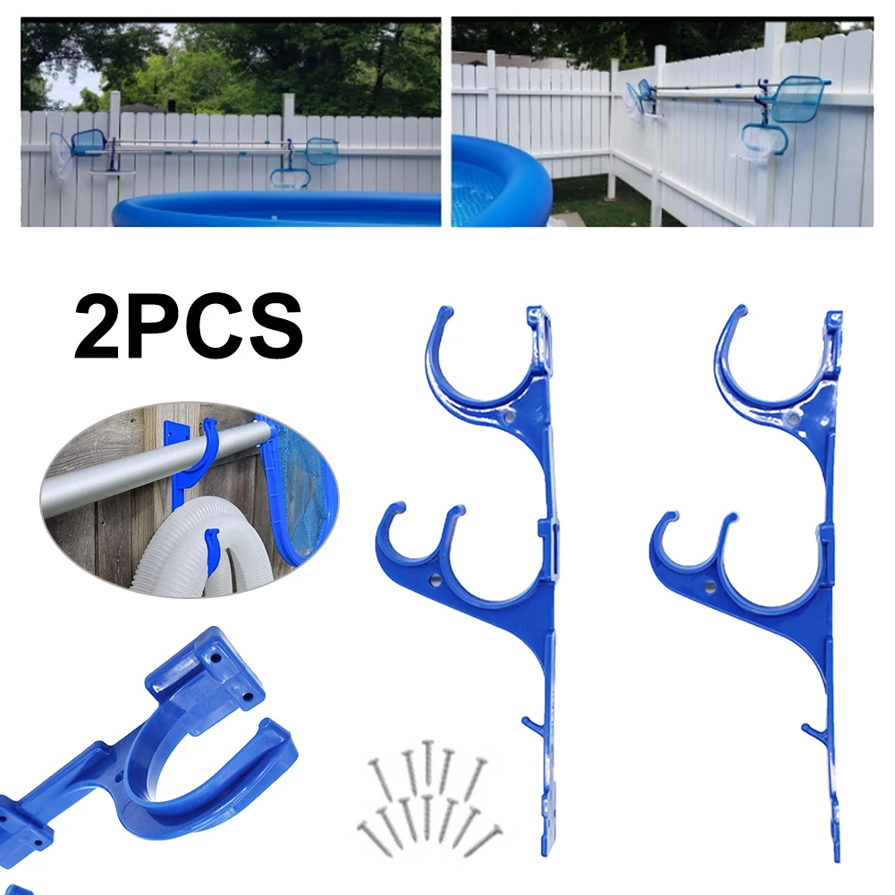 

New 2Pcs/Set Aluminum Swimming Pool Pole Hanger Plastic Durable Multi Purpose Hooks Kit For Leaf Rakes Skimmers Vacuum Hoses