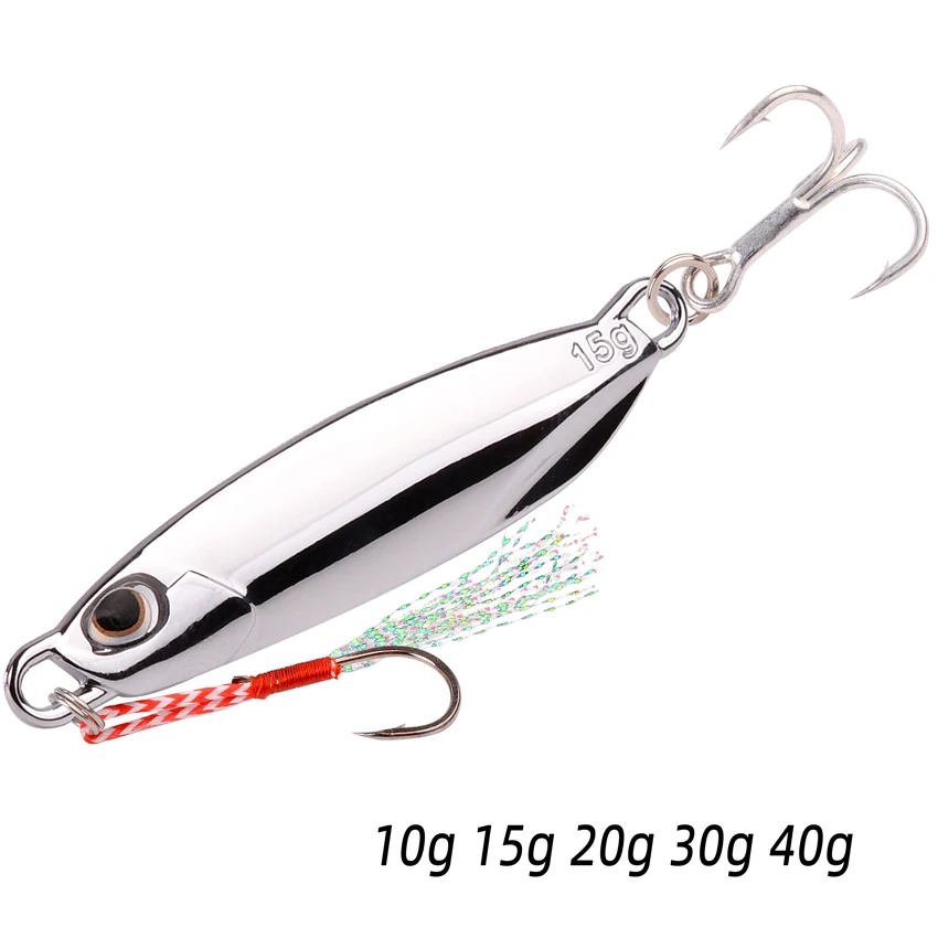 

1pcs Metal Cast Jig Spoon 10g 15g 20g 30g 40g Lures Casting Jigging Lead Fish Sea Bass Fishing Lure Artificial Bait