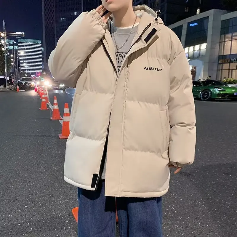 Winter Hooded Parkas Fashion Simple Men Women Cotton Jacket Fleece Keep Warm Coats Tops