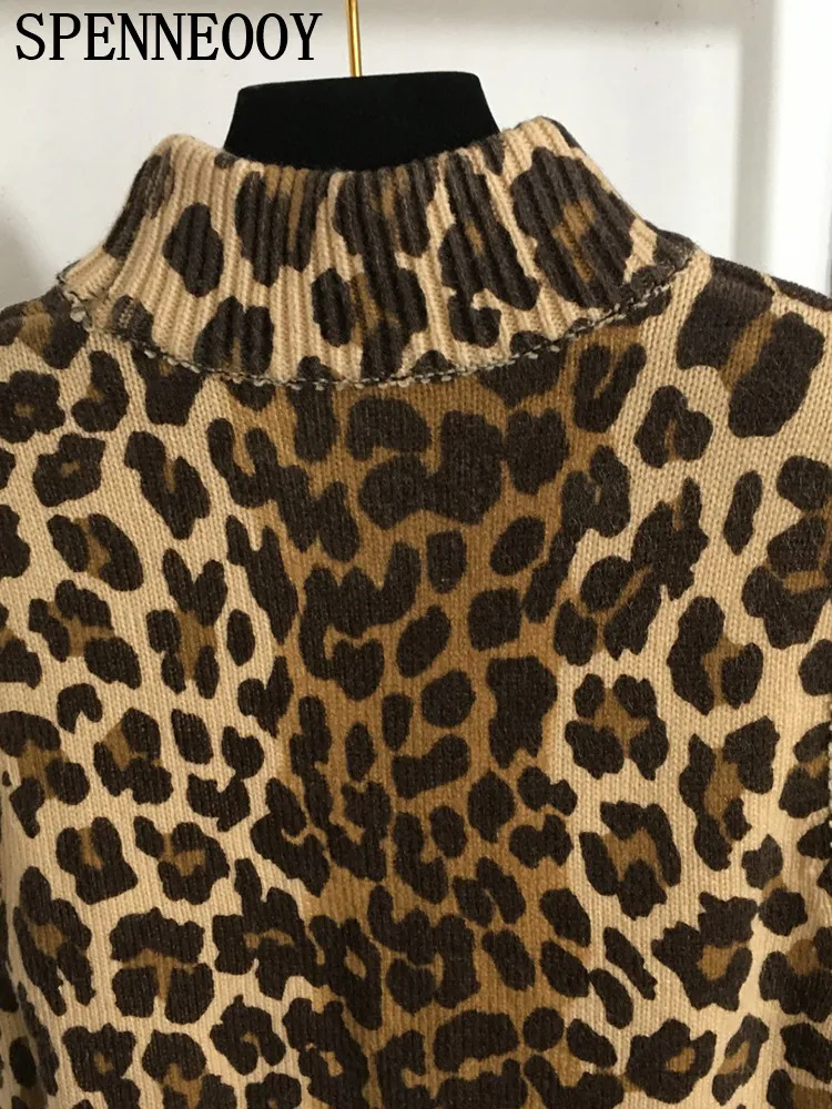 SPENNEOOY модные подиумные весенне-летние винтажные леопардовые вязаные пуловеры