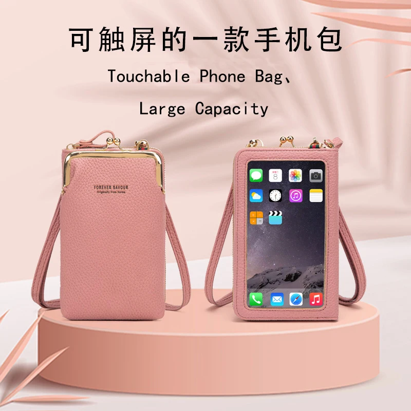Summer Touchable Mini Phone Bag Fashion Pink PU Material Student Pocket Yellow Vintage Female Cross-Body Wallet New Leather Make