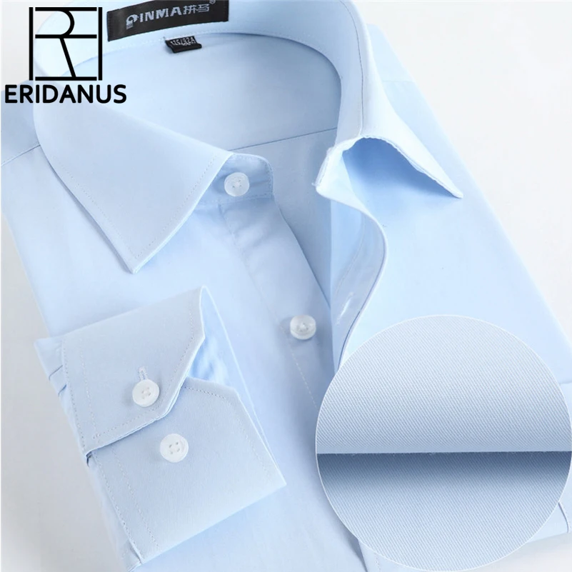 Men's Business Shirts 2016 Spring New Arrival Male Fashion Solid Casual Slim Fit Turn-down Collar Long Sleeve Shirt  8XL M007