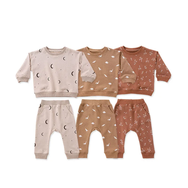 

6-36M Newborn Kid Baby Boys Girls Clothes set Long Sleeve Pullover Top Pant suit Cotton Print Outfit Infant 2pcs Sweatshirt set