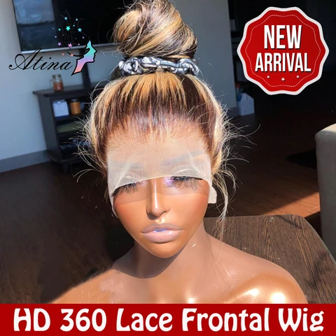 Парик на сетке спереди из человеческих волос с эффектом омбре - изображение