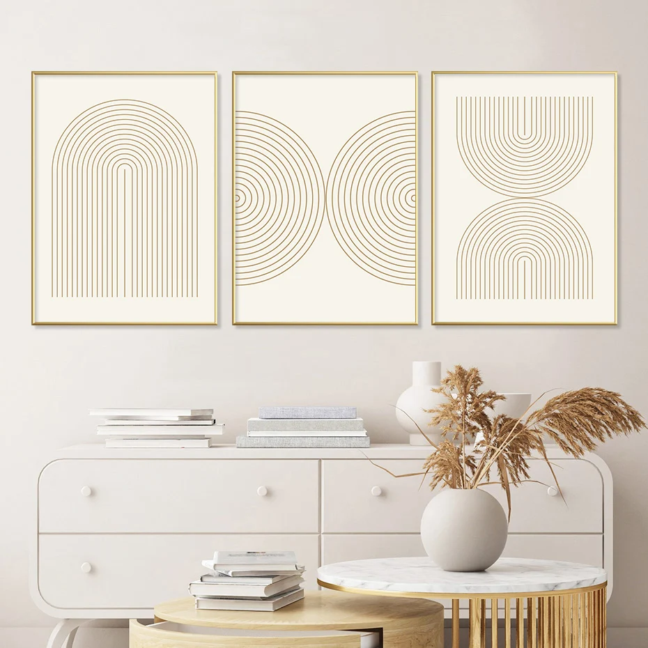 

Bohemian Line Beige Minimalist Modern Posters Canvas Painting Wall Art Print Pictures Bedroom Living Room Interior Home Decor