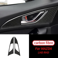 for mazda 3 axela 2017 2018 real carbon fiber front door handle panel cover trim car interior accessories car interior supplies