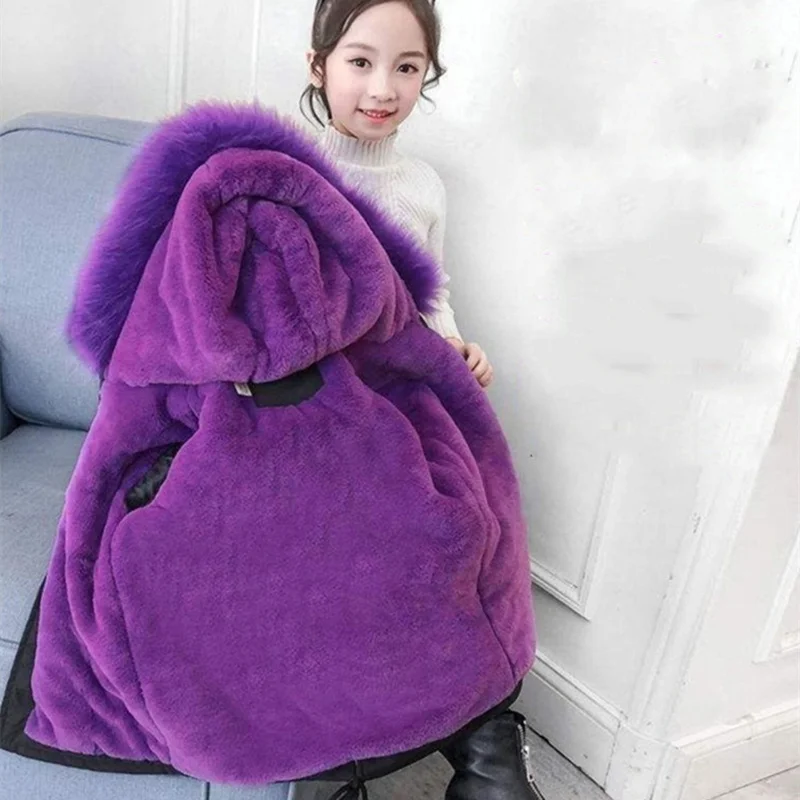 

Girls Down Cotton Jacket Outwear 2022 Cool Warm Thicken Velvet Winter Windbreaker Children's Clothing
