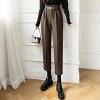 fashion female pants trousers suits womens pants harajuku pocket straight autumn new high waist suit harem pants trousers 120h
