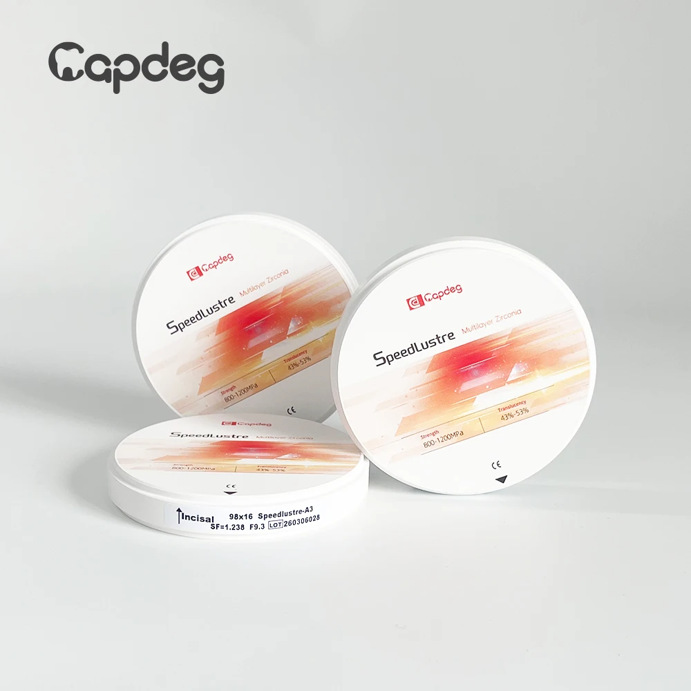 Фото Многослойный стоматологический циркониевый блок CapDeg SpeedLustre, диск 98*14 мм, подходит для быстрого спекания, 800-1200 МПа, 43-53% светопроницаемость №2