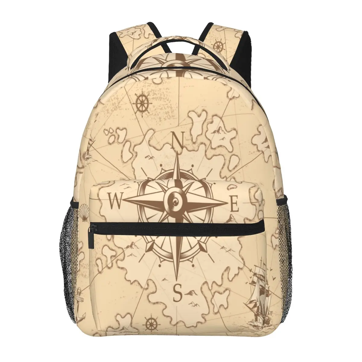 

Women Backpack Vintage Monochrome Treasure Map Fashion Bag for Women Men School Bag Bookbag Mochila