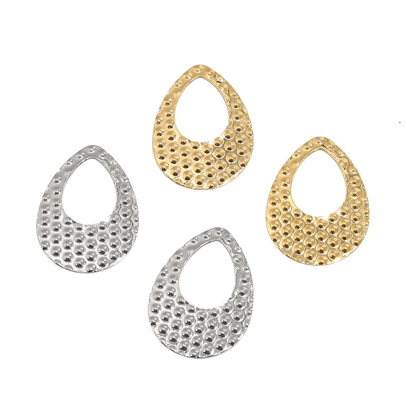 

6pcs Stainless Steel 26*35mm Drop Embossing Pendants Charms Connectors For DIY Jewelry Necklaces Earrings Making Findings