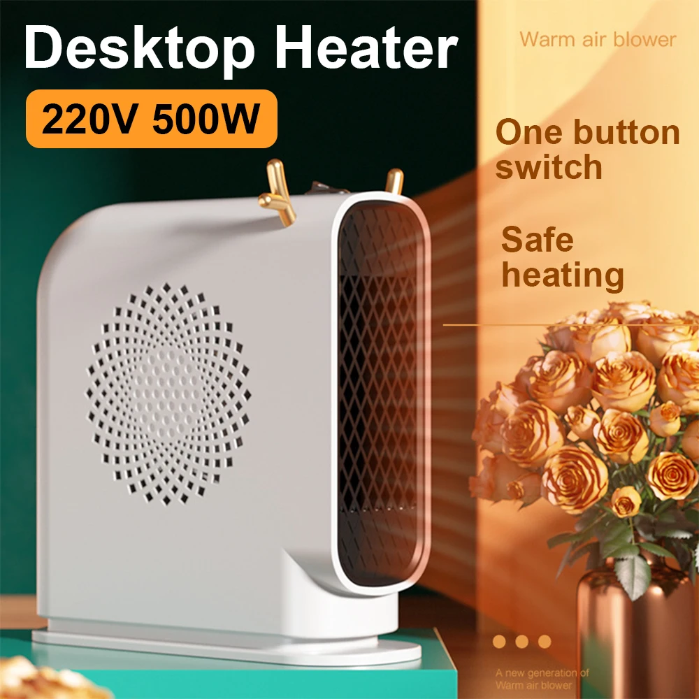 

Electric Heater Desktop 500W Quiet Portable Winter Mini Smart Thermostat Fan Heater Fast Heat Household Office Desktop Radiator