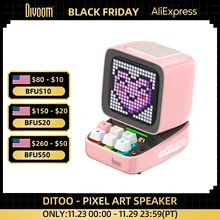 Divoom Ditoo-Pro Retro Pixel Art Bluetooth Portable Speaker Alarm Clock DIY LED Display Board, Cute Gift Home Light Decoration