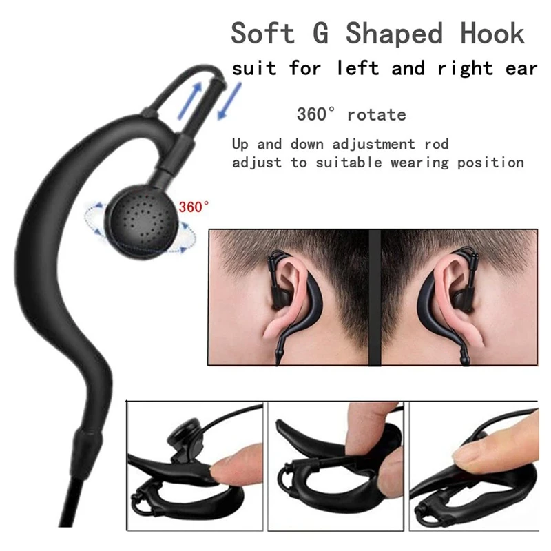 10Pcs G Shape Earpiece Headset PTT With Mic For Motorola 2 Way Radio CP040 CP200 Walkie Talkie Earphone