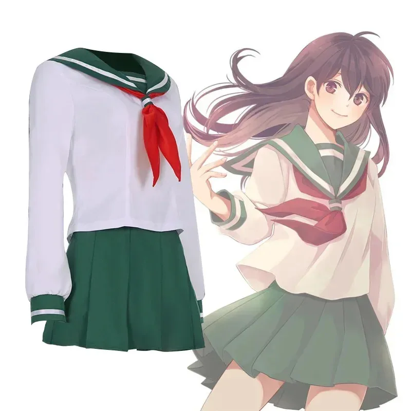 Фото Аниме Косплей Костюм InuYasha Kagome Higurashi Женская Униформа Рубашка Юбка Костюм Хэллоуин Карнавальный Косплей Костюм Adul khj №3