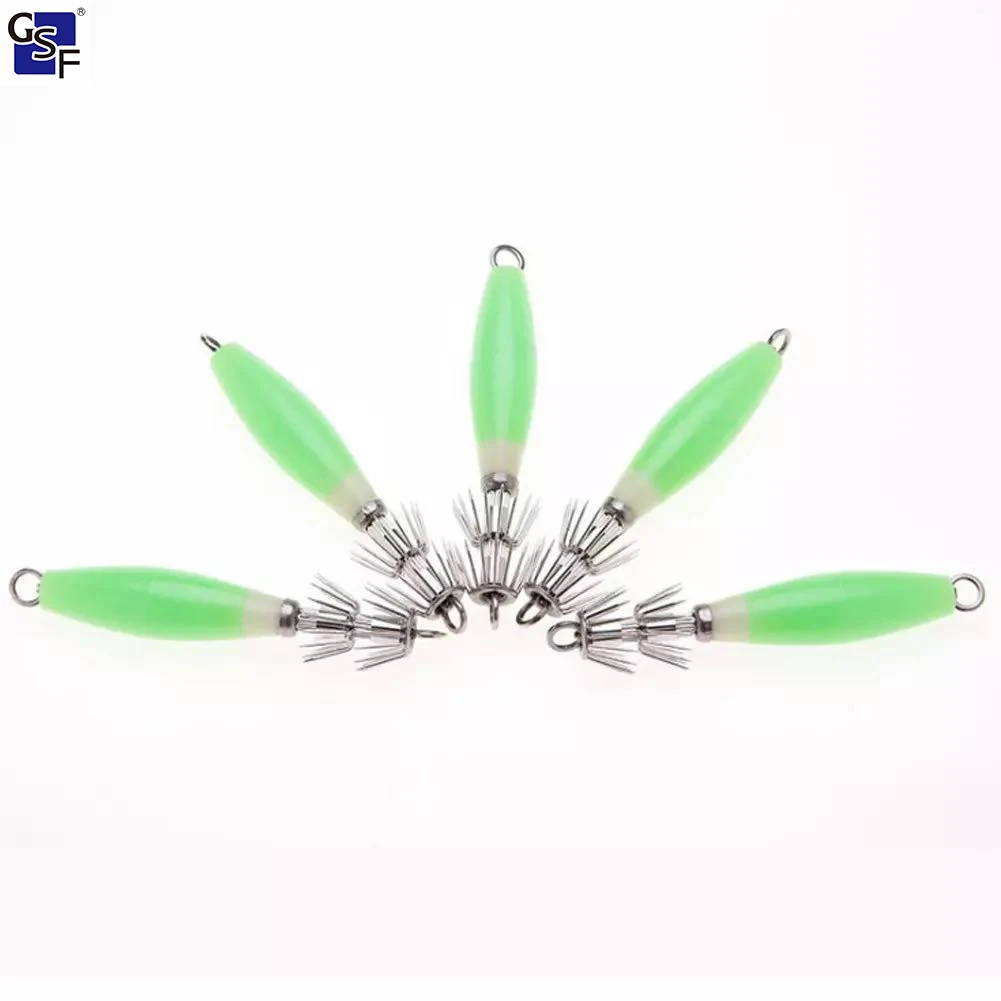 

5Pcs Luminous Squid Jigs Hook Squid Lures Cuttlefish Lure Fishing Lure Bait Fishhooks Hard Bait Hook Attracting False Bait