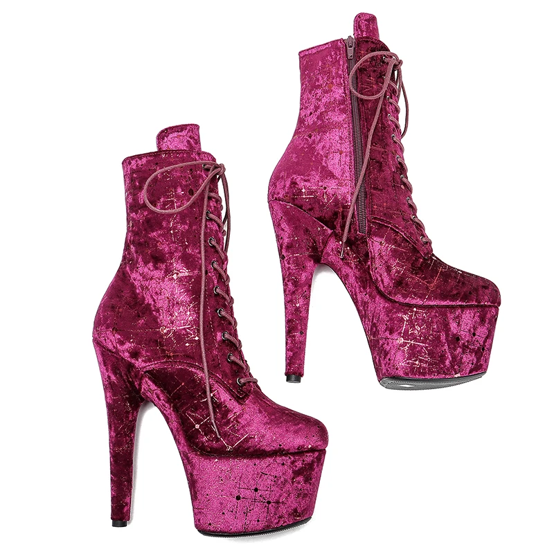 Leecabe WireRED 17CM/7inches Pole dancing shoes High Heel platform Boots Pole Dance boot