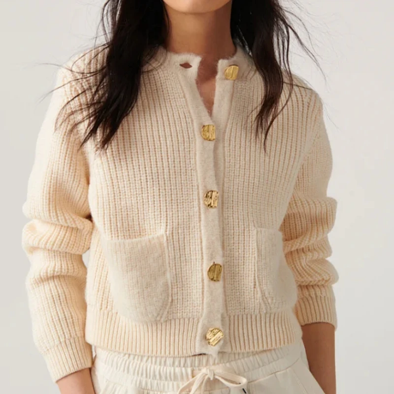 

Women Sweater 2023 New Single-breasted Cardigan Two Colors