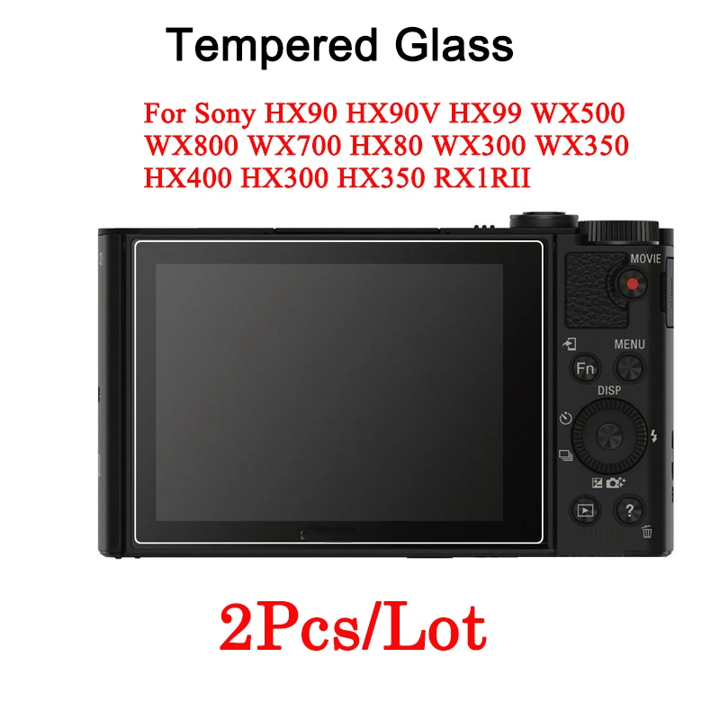 2Pcs Tempered Glass For Sony HX90 HX90V HX99 WX500 WX800 WX700 HX80 WX300 WX350 HX400 HX300 HX350 RX1RII Camera Protective Film