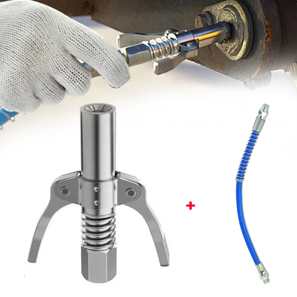 

Grease-Gun Hose Kit Double Handle Self-Locking Coupler Heavy-Duty Quick Release For All SAE And Zerk Metric Accessories