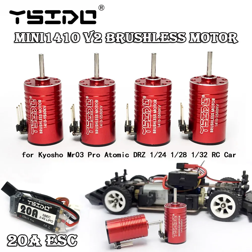 

YSIDO Mini 1410 2580KV 3580KV 5580KV 9580KV бесщеточный двигатель w/20A ESC для Kyosho Mr03 Atomic DRZ 1/24 1/28 1/32 RC Car