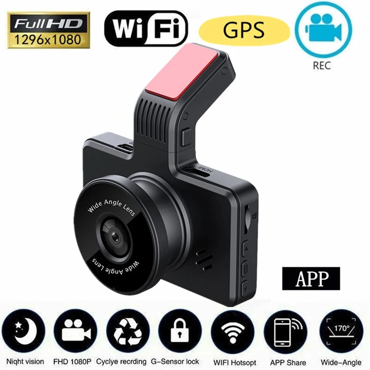 

Dash Cam Car Camera Driving Recorder Reusable 1080P 3" Front and Rear Portable Durable Dashboard Camera Recorder with 140° Wide
