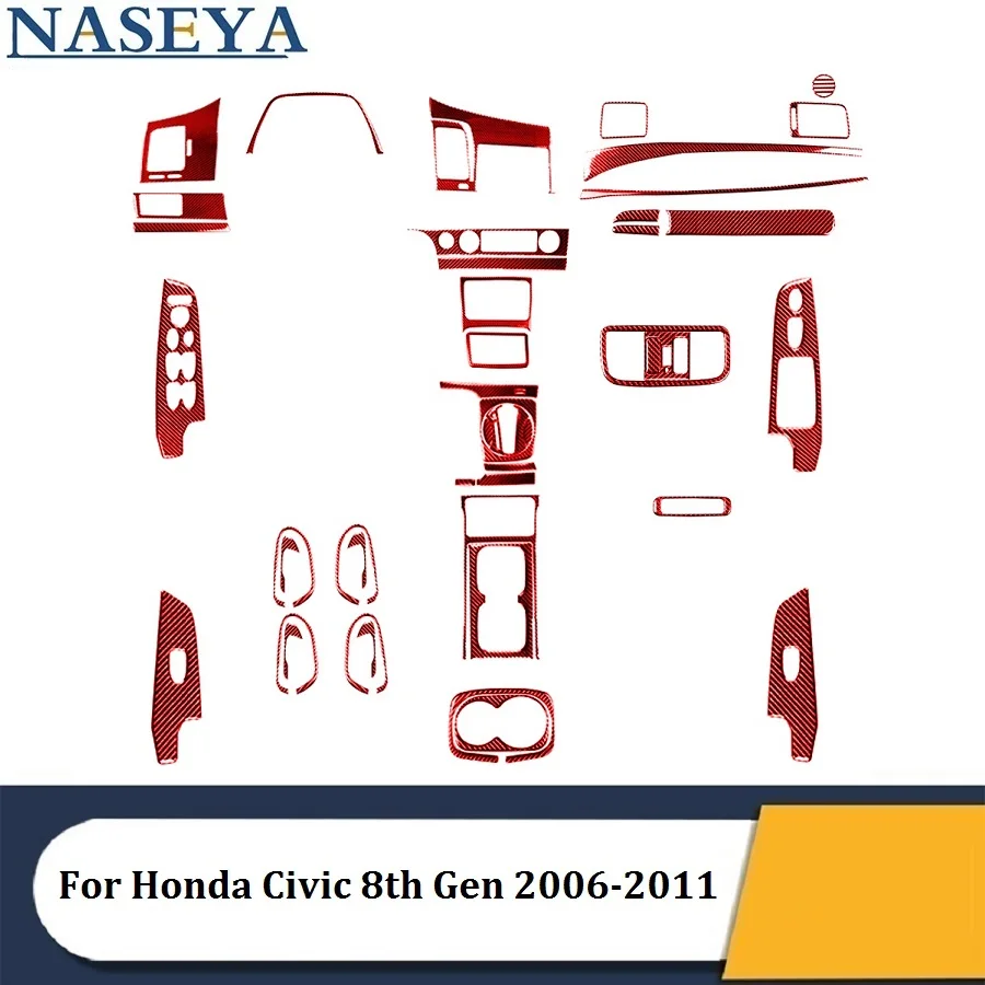 Красные наклейки из углеродного волокна для Honda Civic 8 поколения 2006 2007 2008 2009 2010 2011