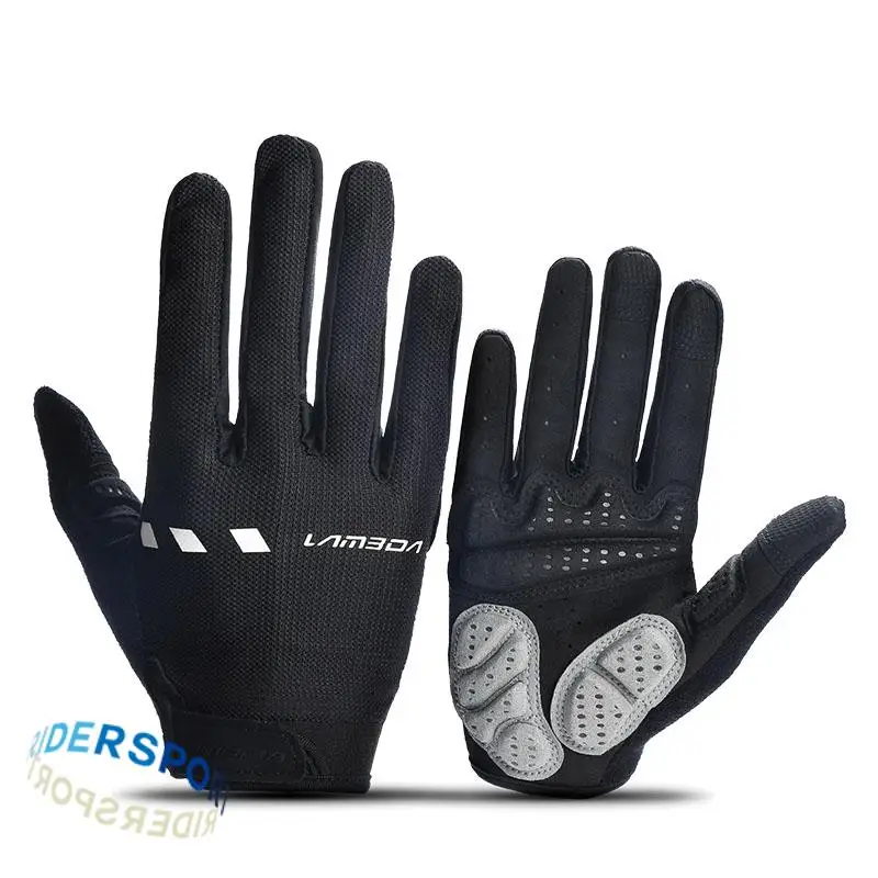 

Амортизирующие велосипедные перчатки LAMEDA, Осенние велосипедные перчатки с длинными пальцами для езды по дороге, для мужчин и женщин, черные и белые