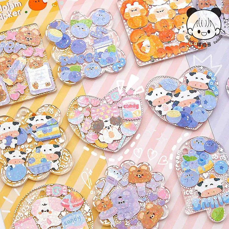 

2pcs Cute Candy Dog Cow Bear Decorative Stickers Pack Kawaii Pumpkin Scrapbooking Label Diary Cup Phone Junk Journal Planner