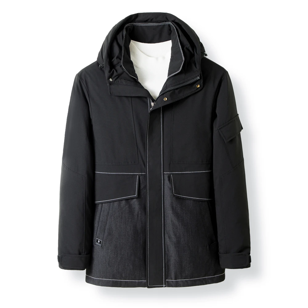 COODRONY Brand 90% Gray Duck Down Jacket Men Clothing Winter New Arrival Fashion Thick Warm Denim Coat Big Pocket Overcoat Z8175