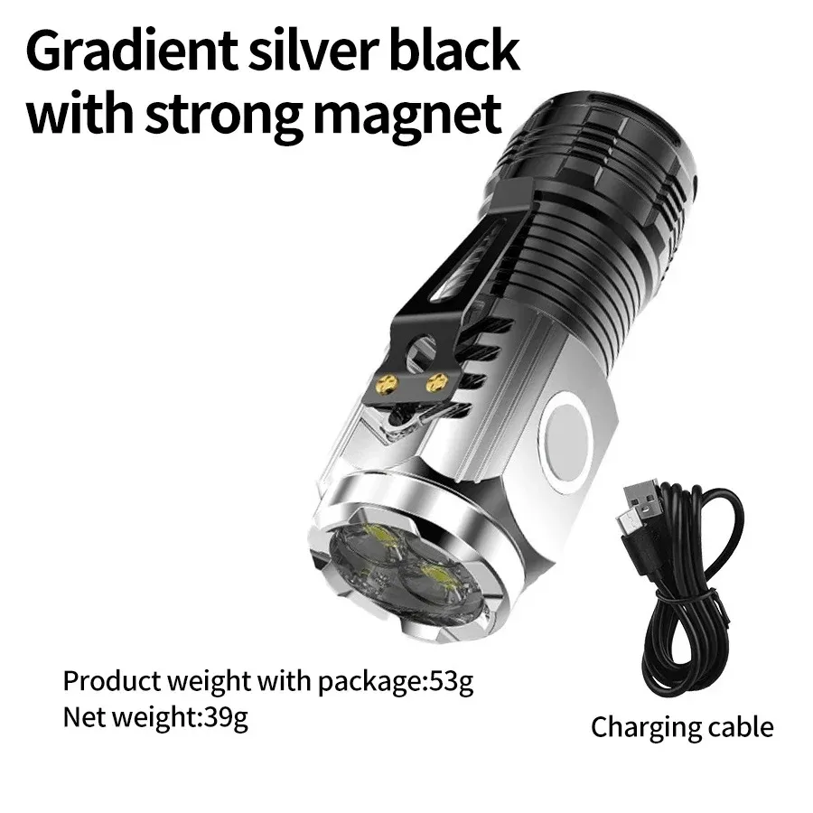 

Мини-вспышка, супермощный фонарик, перезаряжаемый портативный наружный светильник, мощная вспышка дальнего действия, водонепроницаемые рабочие фонари