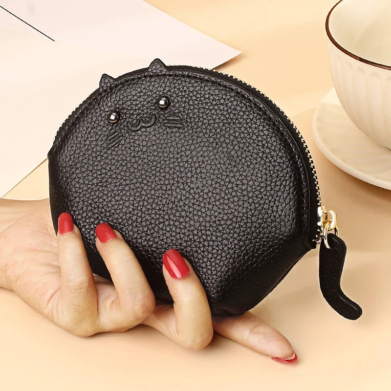 

Cats First Layer Cowhide Ladies Wallet Mini Cute Creative Coin Key Storage Bag Genuine Leather Coin Purse 1 Pcs Monederos