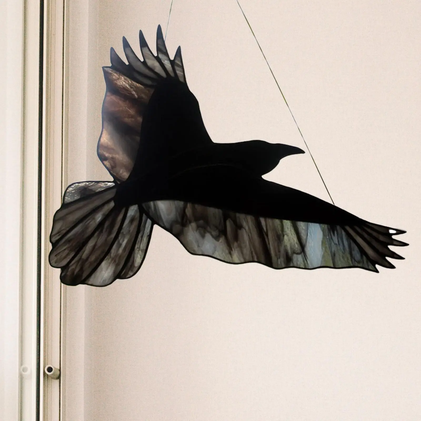 Ворон стеклянное окно подвесное акриловое декоративное готическое для стен двор