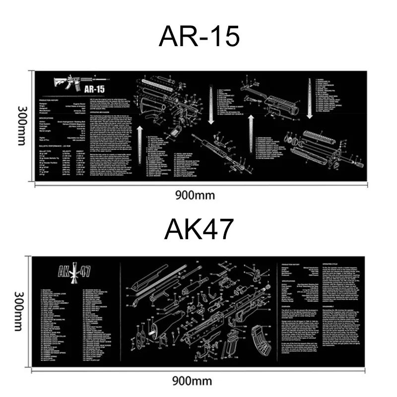 Длинный коврик для мыши AR15 AK47 Remington 870 Короткий резиновый чистки пистолета GLOCK 3D