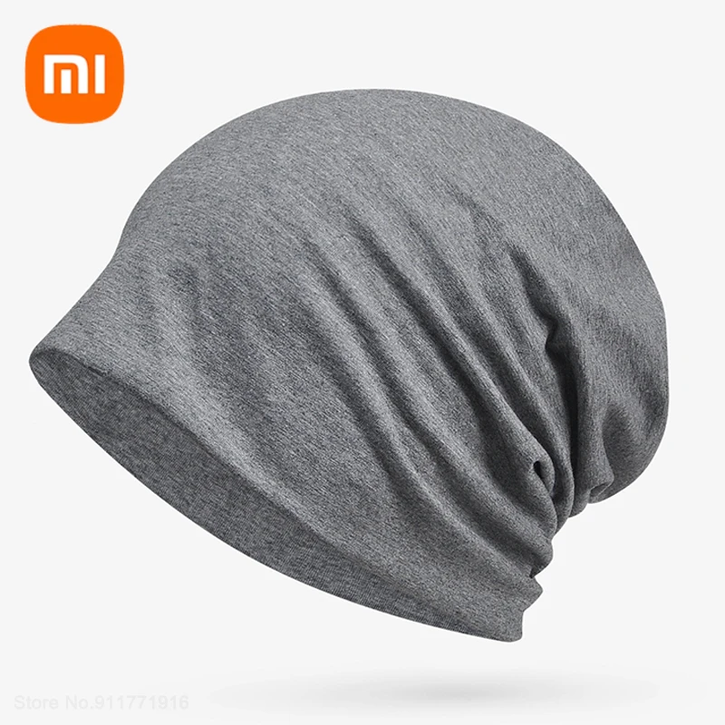 

Youpin Beanie Men Women Cotton Bonnet Autumn Hats For Men Unisex Bonnet Femme Gorro Solid Color Casual Black New Thin Hat Female