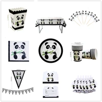 black and white panda contracted birthday party decoration items tableware paper cups paper plates sets holiday party cake 382
