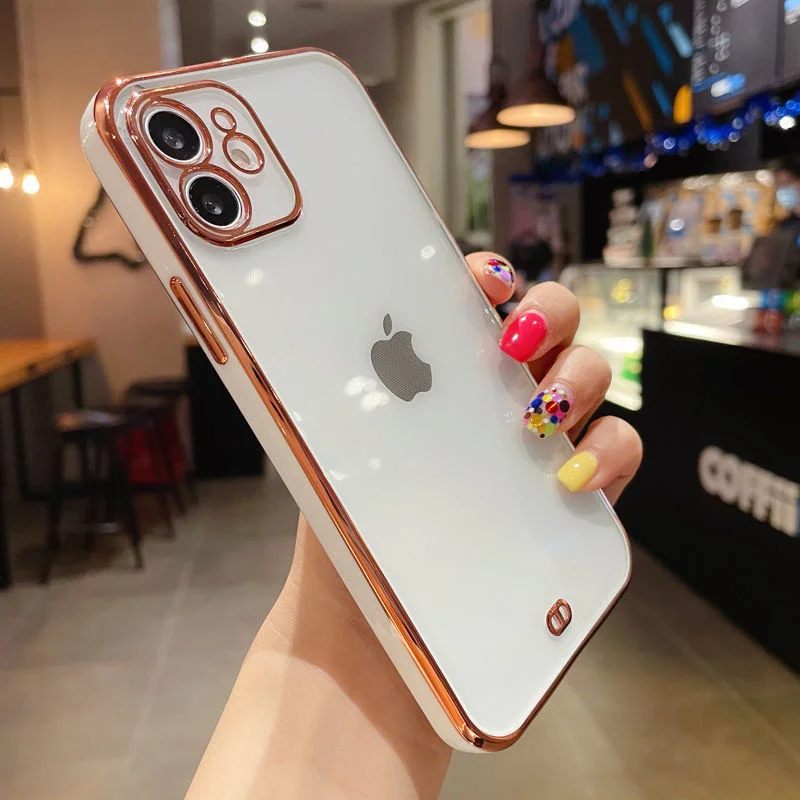 Роскошный мягкий чехол из ТПУ для iPhone прозрачный противоударный защитный 13 12 11 Pro