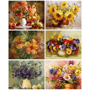 CHENISTORY Modern Paint By Numbers On Canvas Handiwork Flowers Coloring By Numbers Home Decoration Paintings On Number