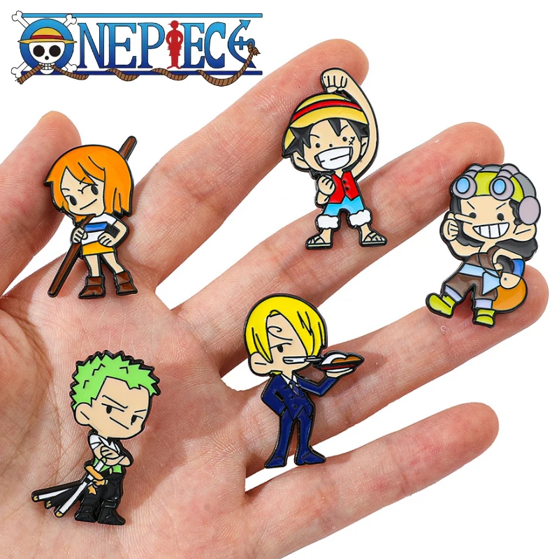 ONE PIECE аниме фигурка Санджи Зоро Луффи Нами Усопп металлическая брошь рюкзак