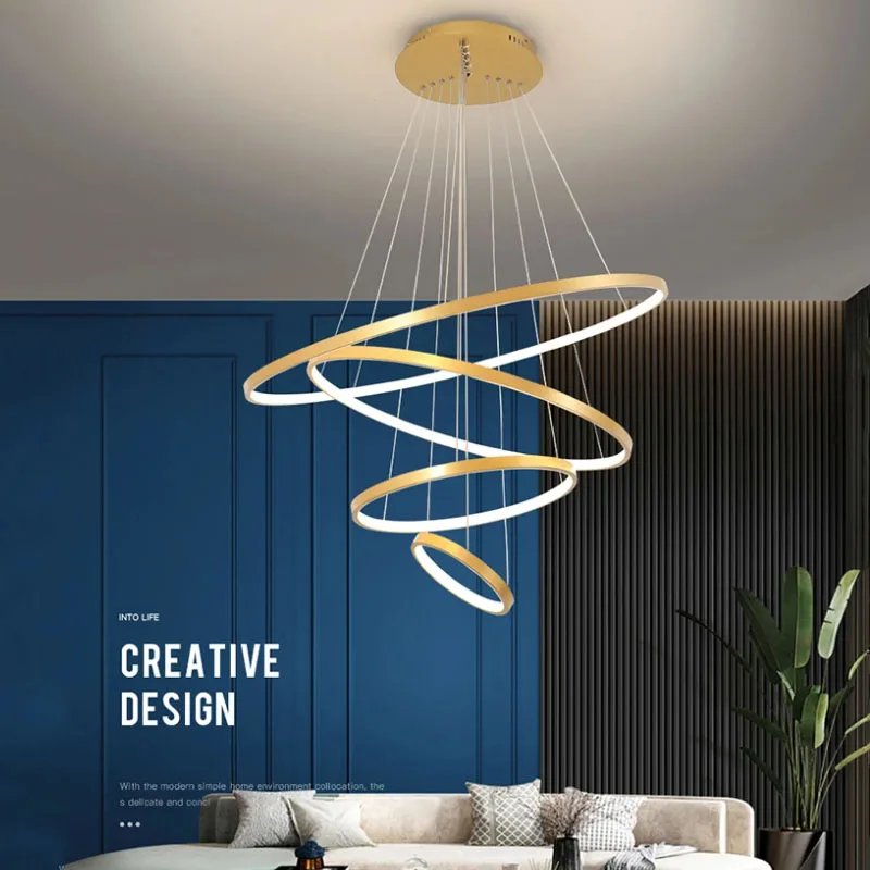 Современная светодиодная люстра в виде кольца 2/3/4 дюйма роскошная круглая