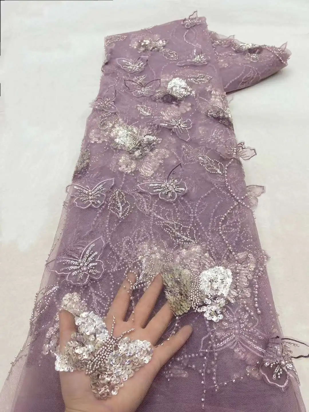 Роскошные африканские бусины с блестками Elagant кружевная ткань 2024