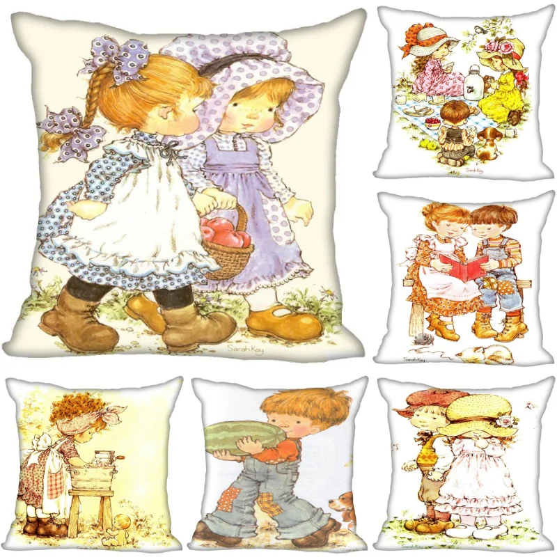 

45x45cm Sarah Kay Polyester Cushion Cover Children's Room Decoration Pillow Case Living Room Chair Sofa Home Decoration 1007