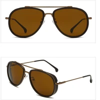 metallic oval frame sunglasses for men polaroid fashion glasses brand luxury sunshade mirror for women