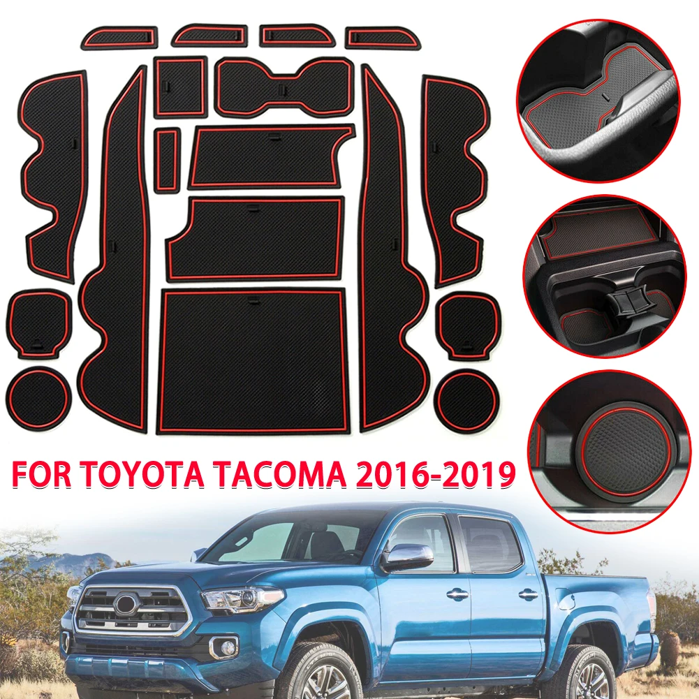 

Cup Door Center Console Liner Accessories Red Trim For Toyota Tacoma Auto Cup Holder / Door Slot Mat