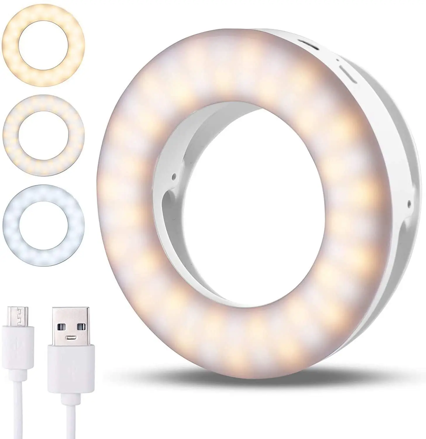 

Portable LED Circle Light ,Rechargeable Selfie Ring Light 40 LED&3 Light Modes Clip on Selfie Fill Light,Adjustable Brightness